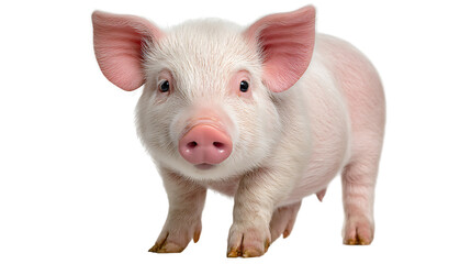 Adorable Pink Piglet Studio Portrait With Fluffy Fur On Transparent Background