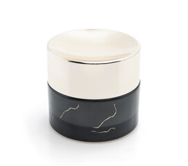 Closeup of Skincare Cream in Jar on White Background for Beauty and Cosmetic Use