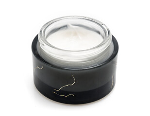 Closeup of Skincare Cream in Jar on White Background for Beauty and Cosmetic Use