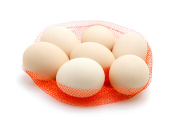 Raw Chicken Eggs on Pure White Background - Food Photography