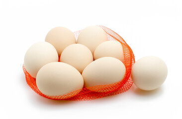 Raw Chicken Eggs on Pure White Background - Food Photography