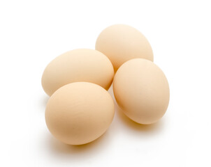 Raw Chicken Eggs on Pure White Background - Food Photography