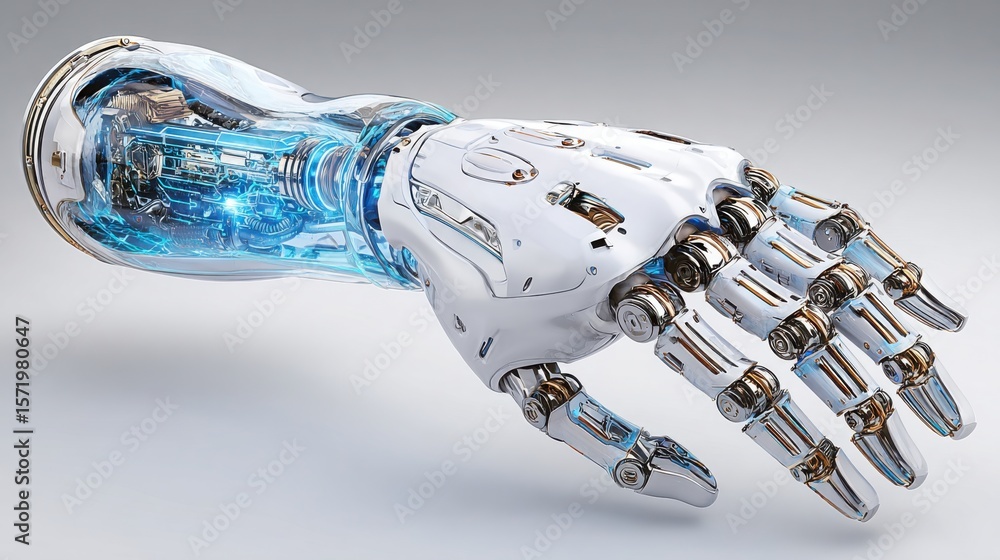 Poster close-up of a robot hand representing advanced ai factor exposure bot concept for portfolio visualiz