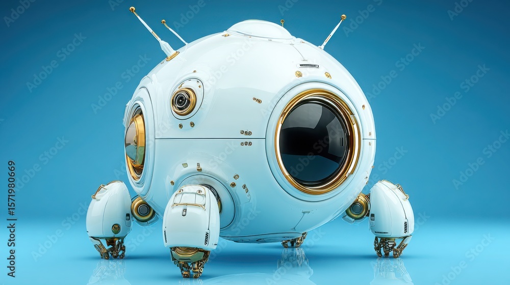 Poster advanced robot visualizing portfolio data against a blue background as part of ai factor exposure bo