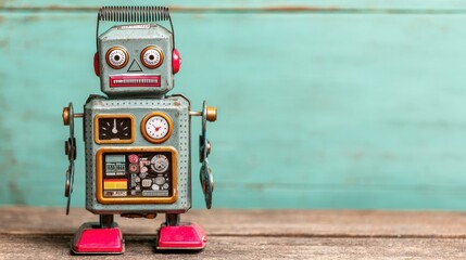 Colorful robot toy representing a playful interpretation of ai factor exposure bot concept for portfolio visualization