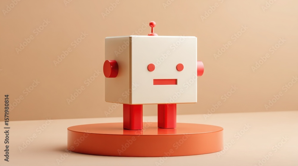 Poster robot positioned on a table for an ai startup pitch assistant concept with innovative design element
