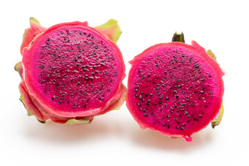 Fresh Dragon Fruit on White Background