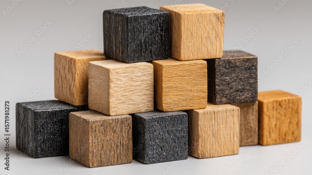 Aufkleber stack of wooden blocks symbolizing capital structure and its role in building financial foundations 