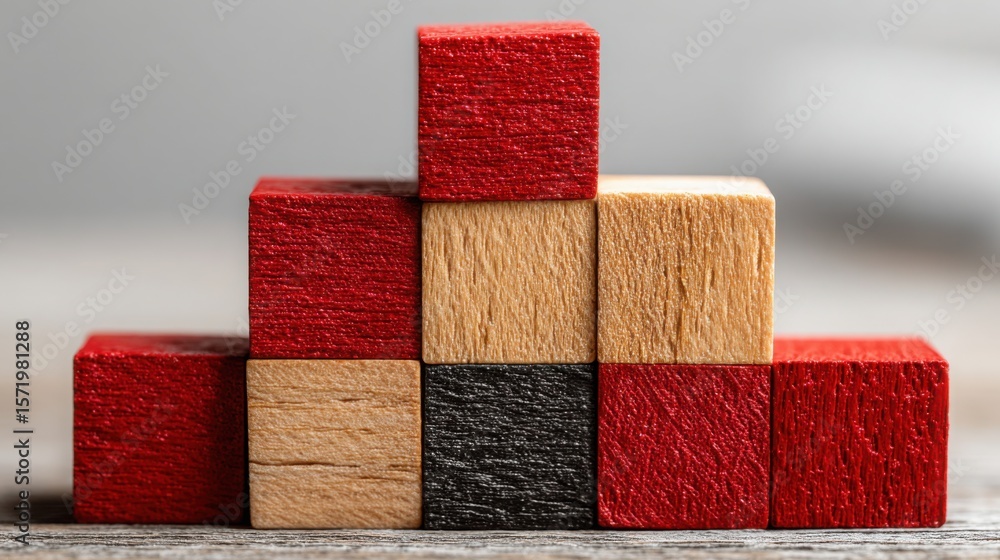 Poster wooden block stack representing capital structure as a core element in establishing financial founda