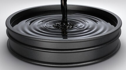 Black liquid drop representing capital injection symbolizing fluidity and financial support for investment opportunities