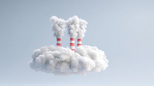 Industrial smokestack representing carbon footprint analyzer in a modern environmental graphic concept design - Powered by Adobe