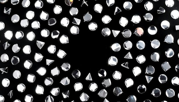 Shiny, reflective shapes on black