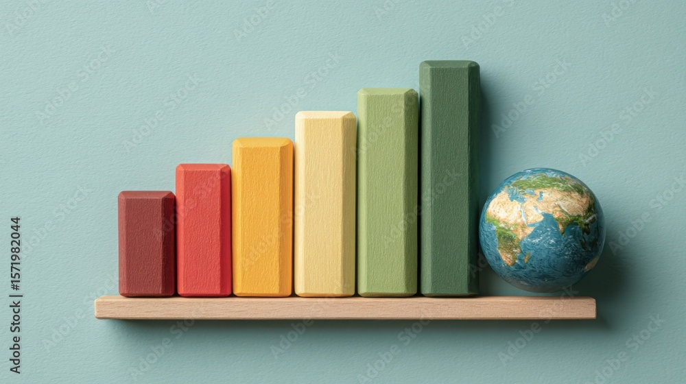 Poster globe resting on a shelf surrounded by books illustrating the relationship between climate policy an
