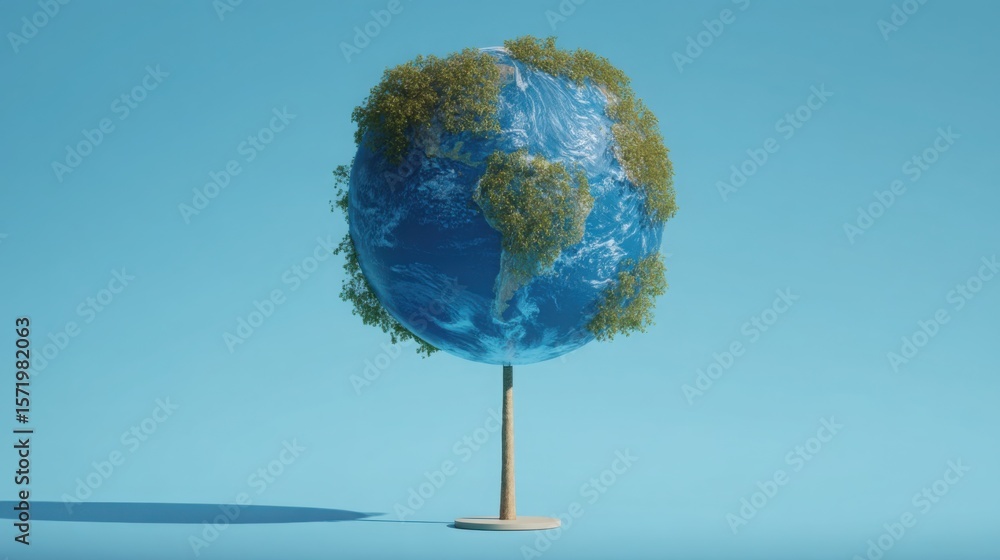 Aufkleber artistic representation of a tree shaped like a globe illustrating the integration of nature and glo