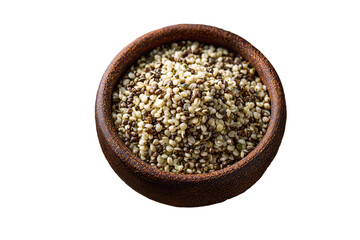 3D Render a bowl of seeds on a white surface