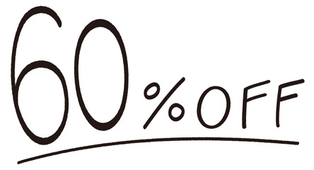手描きの60%OFFの文字のイラスト