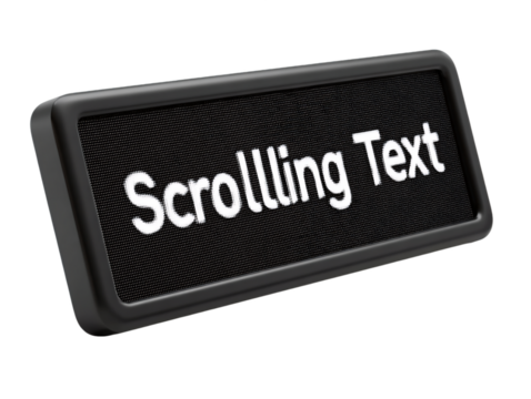 3D Render Black Scrolling Text Sign on Transparent Background, PNG - Powered by Adobe