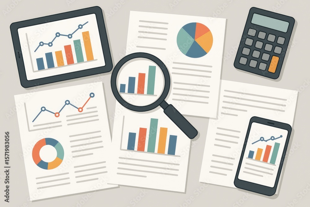 Poster business data analysis tools and charts graphs