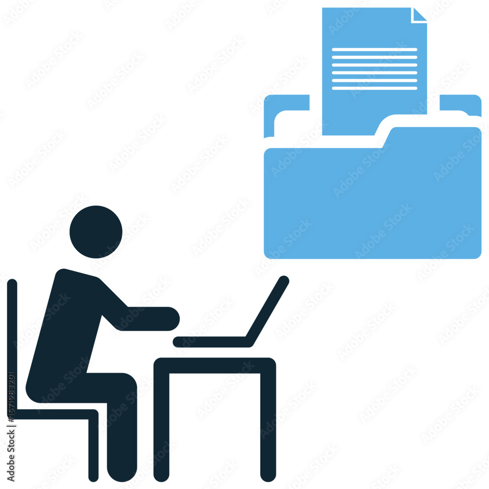 Poster work files icon vector, representing documents, data organization, and project management. ideal for