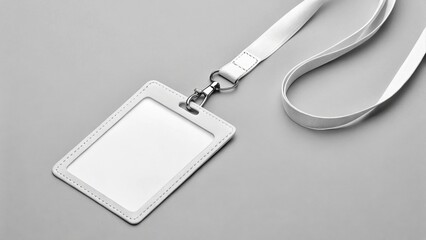 White identification badge mockup with blank card and lanyard offers versatile display possibilities for your branding