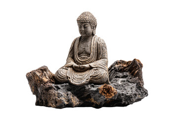 3D Render a statue of a person sitting on a rock