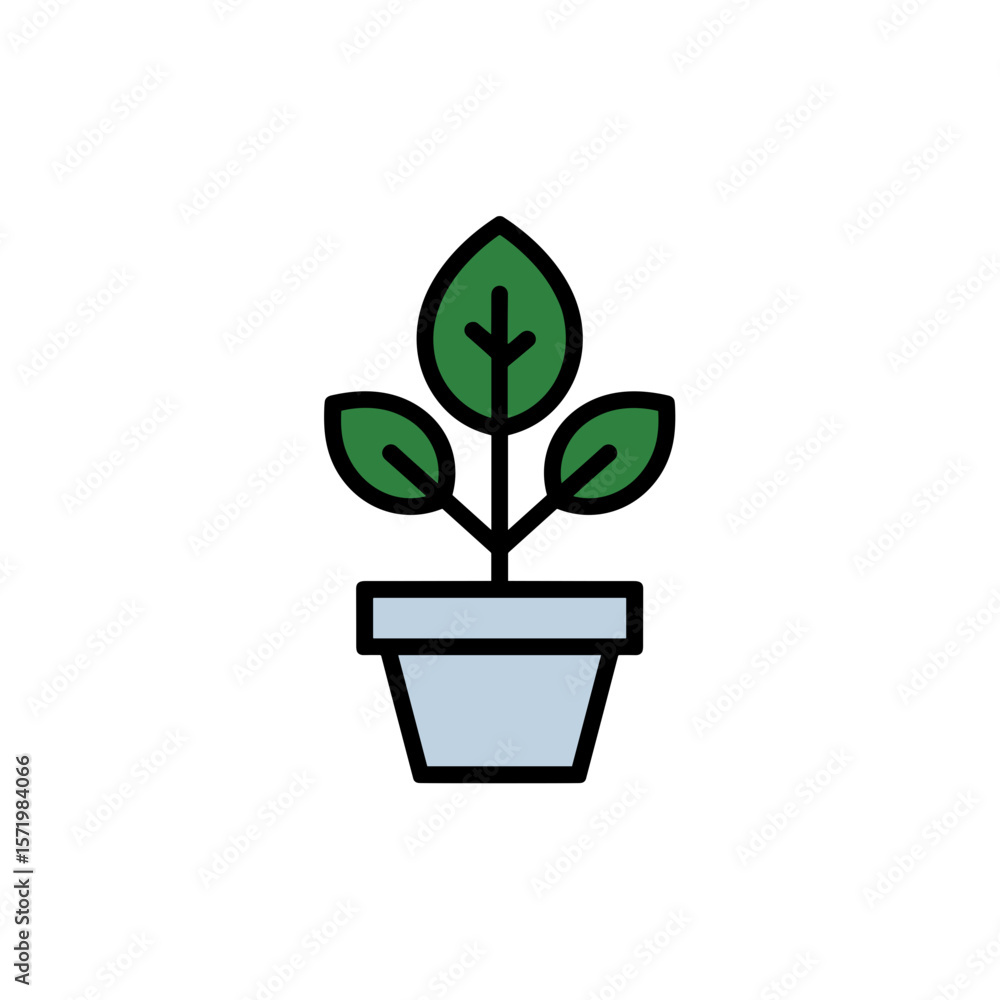 Poster colorful plant icon with minimalistic style on transparent background for design concepts