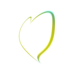 Glowing green heart outline on transparent background
