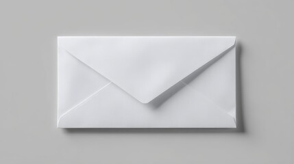 Simple white envelope placed on a smooth gray surface inviting communication and correspondence