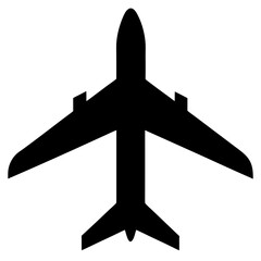 Simple Black Airplane Silhouette Top View Minimalist Travel Icon Graphic