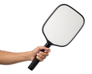 hand holding a Pickleball Paddle isolated on a transparent background