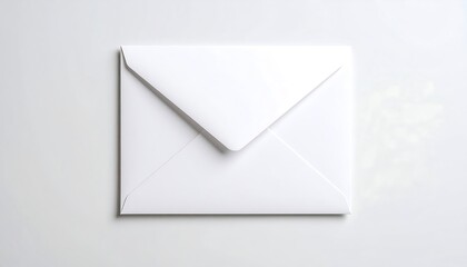 White Envelope Mockup Flat Lay on Plain Background for Message Delivery