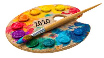 Colorful Palette With Paintbrush And Year Inscription