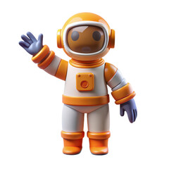Isolated cartoon astronaut waving