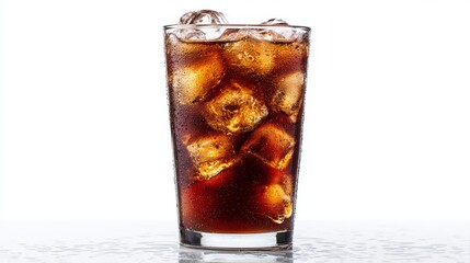 Refreshing dark beverage served over ice in a clear glass, perfect for summer enjoyment