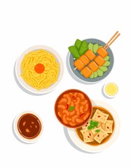 Asian Food Vector Set Illustration