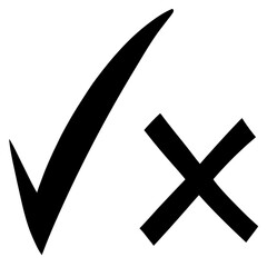Bold Black Checkmark and Cross Graphic Decision Choice Symbols