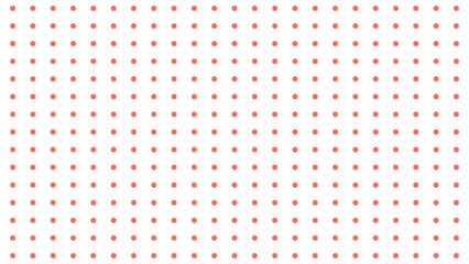 Seamless white background with vibrant coral polka dots. Playful, cute, and simple pattern.