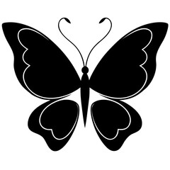 Naklejka premium Elegant Black Butterfly Silhouette Vector Graphic Simple Nature Design