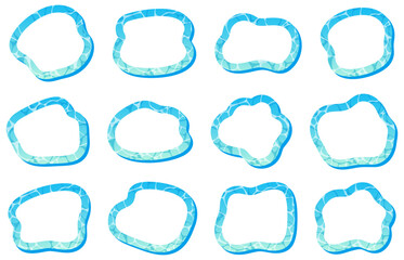 水面デザインの曲線フレームのセット、夏、プール、海