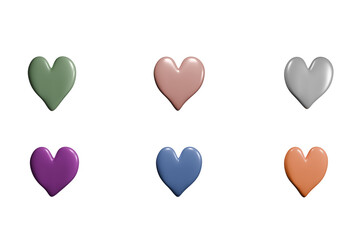 set of colorful hearts, PNG