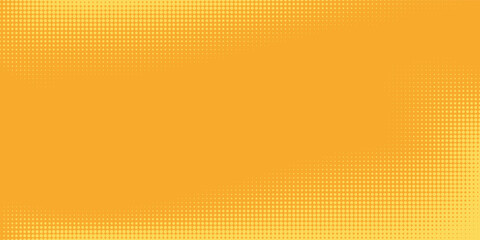 Yellow orange halftone pattern. Retro comic gradient background. Square pixilated dot cartoon texture.