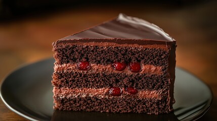 Multi - layer Cherry Chocolate Cake, Baking Dessert & Food Close - up Material