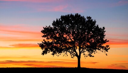 Fototapeta premium Silhouetted tree at vibrant sunset
