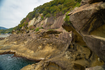 三重県熊野市　鬼ヶ城の風景