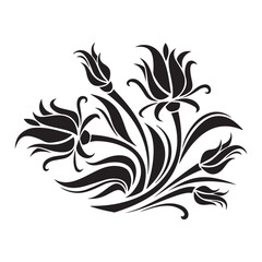 Abstract floral vector design with decorative leaves swirls and vintage ornamental elements
