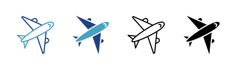 The airplane icon is the main symbol for the aviation, airline and travel industry used in the context of tourism, booking tickets or holiday packages.