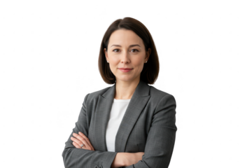 Confident businesswoman with arms crossed isolated on transparent background