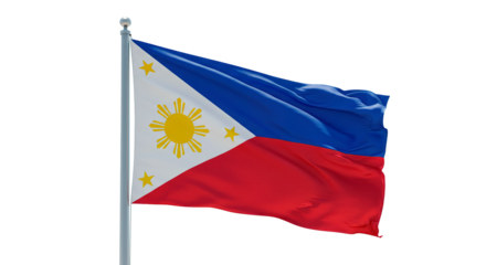 Philippine flag waving in the wind national symbol of the philippines patriotic banner with sun and stars