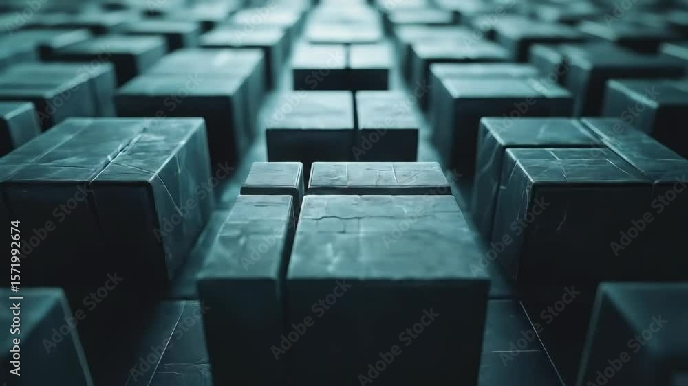 Poster textured 3d cubes in rows