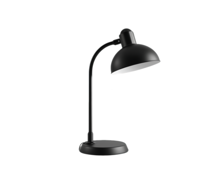 Black Metal Desk Lamp with Adjustable Arm and Dome Shade, PNG